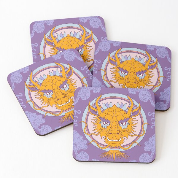 Item preview, Chinese dragon and clouds in orange and purple designed and sold by colorofmagic.