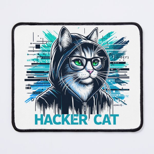 Item preview, Hacker Cat - Funny Animals - Geek Cat Programmer #5 designed and sold by InkCraftHouse.