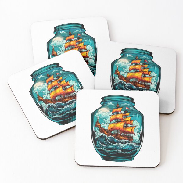 Artikelvorschau, Schiff in einer Flasche Segeln Flash Tattoo Art Design entworfen und verkauft von BrianSaysDesign.
