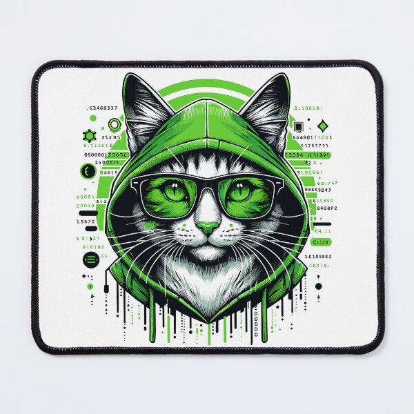 Item preview, Hacker Cat - Funny Animals - Geek Cat Programmer #7 designed and sold by InkCraftHouse.
