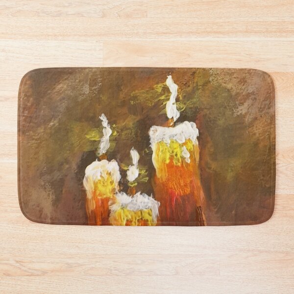 Item preview, 3 lit candles painting on black background  designed and sold by WorldOfWendyArt.