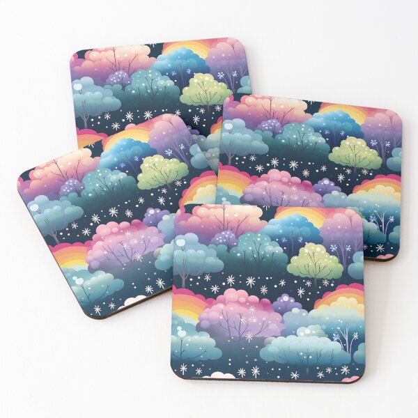 Item preview, Rainbows, Trees, Flowers and Clouds Pastel Colours at Night designed and sold by NikkofTime.