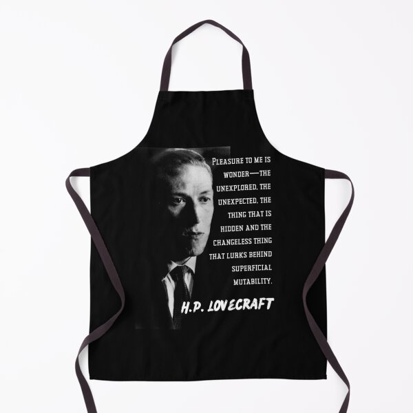 Item preview, H.P. Lovecraft portrait and quote: Pleasure to me is wonder—the unexplored, the unexpected, the thing that is hidden... designed and sold by artbleed.