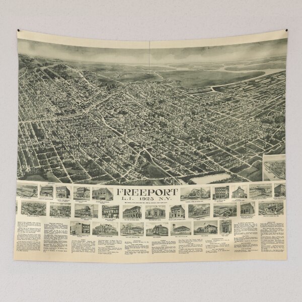 Item preview, Aerial View of Freeport, L.I., New York (1925) designed and sold by allhistory.