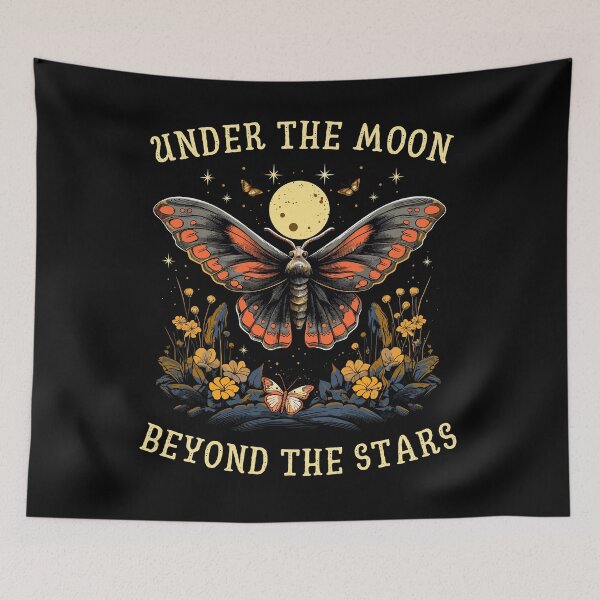 Item preview, Moth With Flowers And Moon Beyond The Stars designed and sold by CosyTeal.