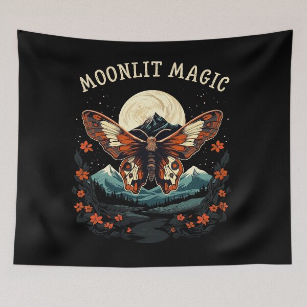 Item preview, Moth With Flowers Starry Moonlit Magic designed and sold by CosyTeal.