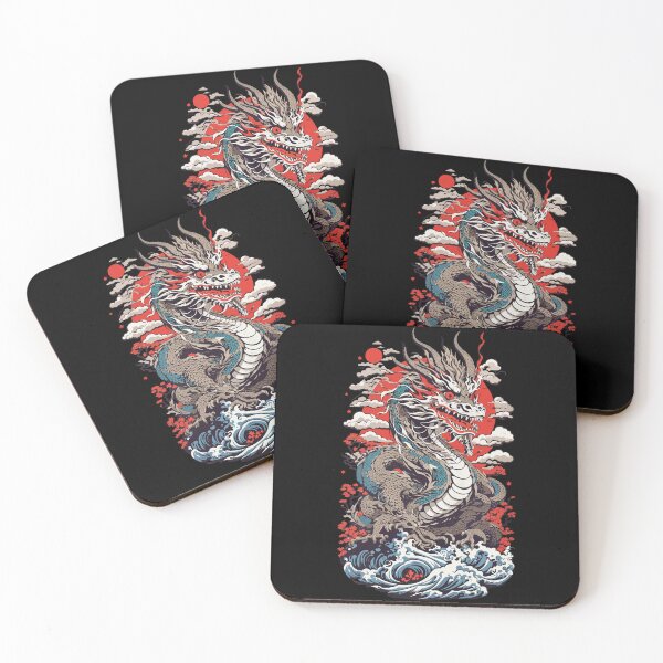 Item preview, Japanese Dragon Ukiyo-e Style With Kanagawa Welle designed and sold by LuminOrb.