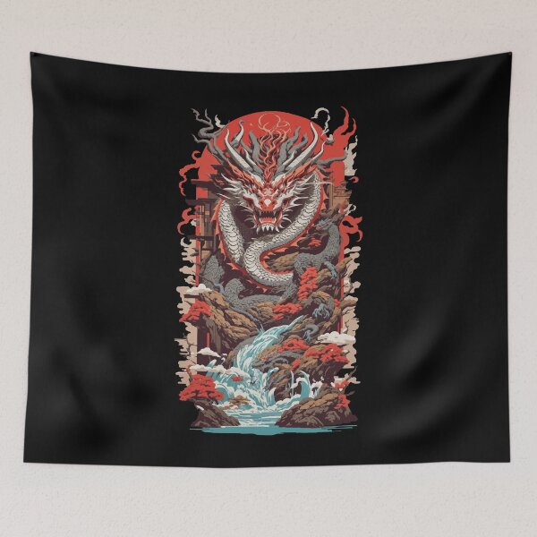Item preview, Asian Dragon Ukiyo-e Dragon Art Design designed and sold by LuminOrb.