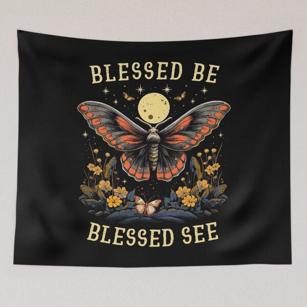 Item preview, Moth With Flowers Under Moon Blessed Be Witchy Styled designed and sold by CosyTeal.