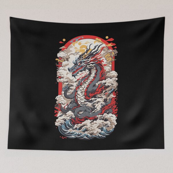 Item preview, Japan Dragons Ukiyo-e Retro Art Design designed and sold by LuminOrb.