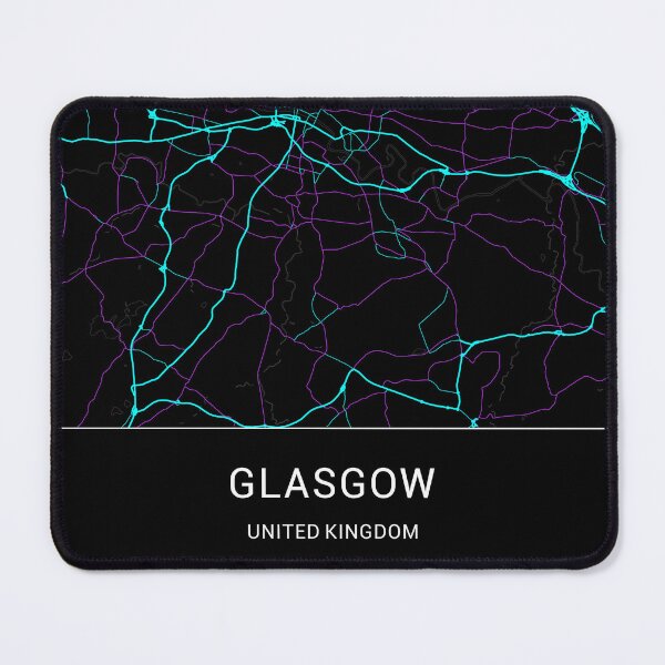 Item preview, Glasgow UK Named City Map - Neon Fantasy designed and sold by StylishStacks.