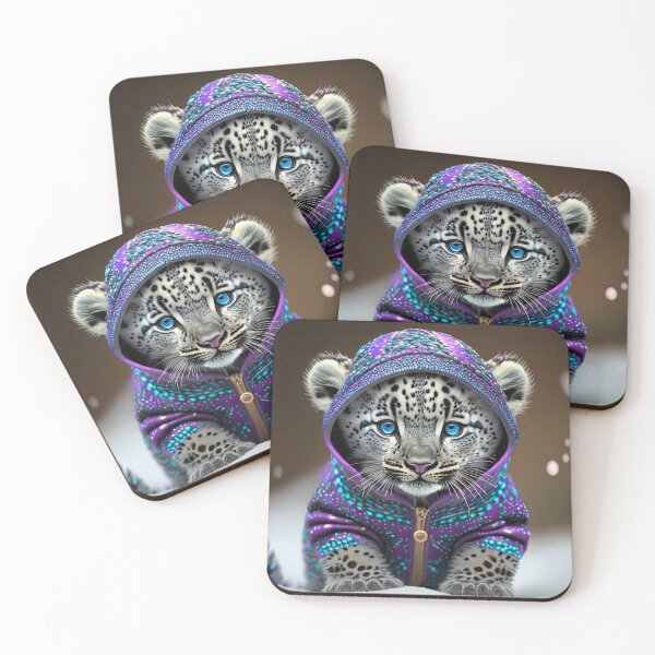 Item preview, Baby Snow Leopard In Purple Jacket designed and sold by JohnXD247.