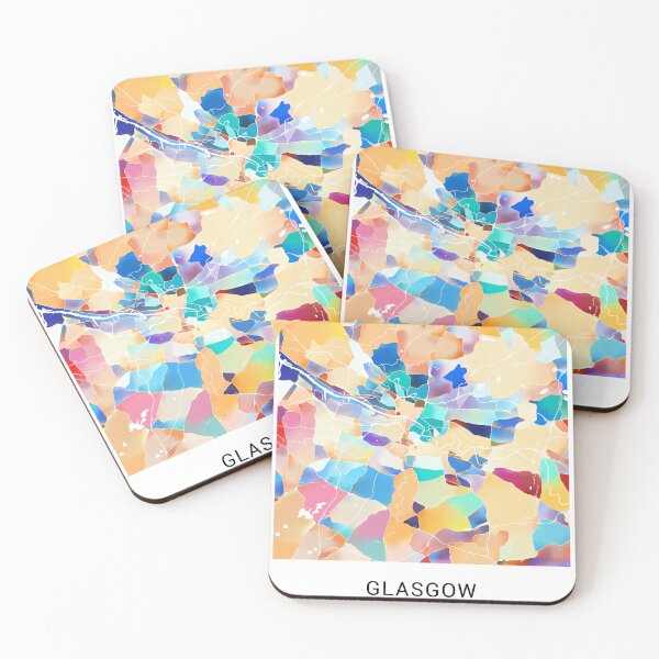 Item preview, Glasgow UK Named City Map - Tropical Rainbow Scheme designed and sold by StylishStacks.