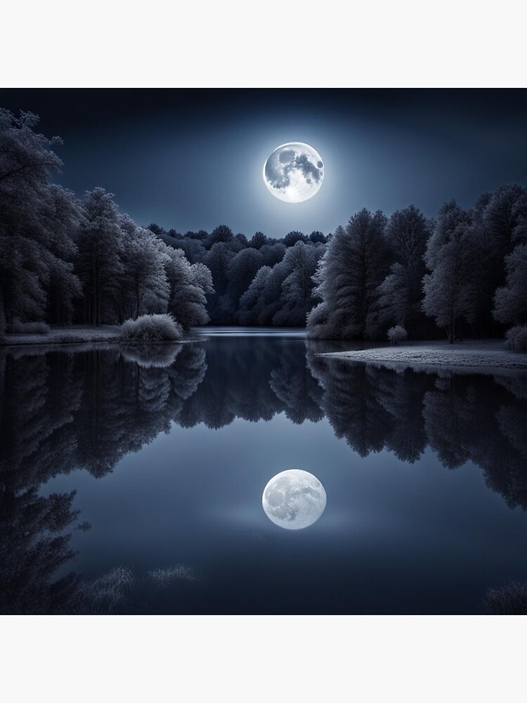 Thumbnail 3 of 3, Photographic Print, Lake in the Moonlight designed and sold by LenCarol.