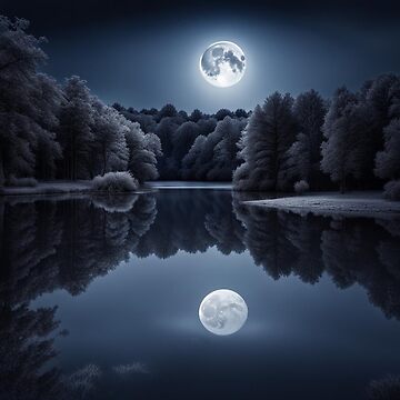 Artwork thumbnail, Lake in the Moonlight by LenCarol