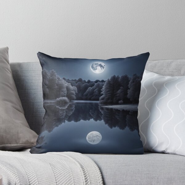 Lake in the Moonlight Throw Pillow