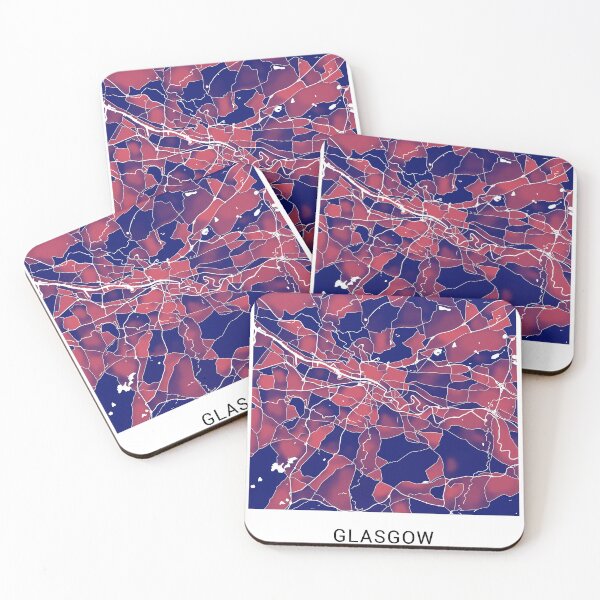 Item preview, Glasgow UK Named City Map - Red-Blue Duotone designed and sold by StylishStacks.
