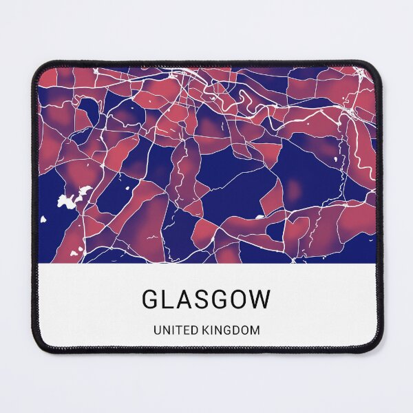 Item preview, Glasgow UK Named City Map - Red-Blue Duotone designed and sold by StylishStacks.