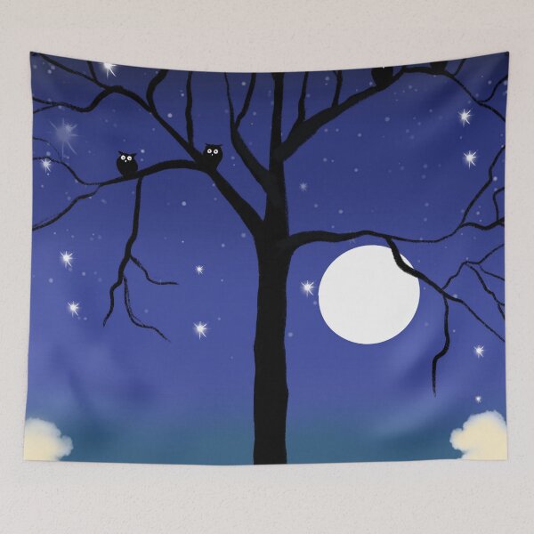 Item preview, Cute Elephants , baby elephant , starlit night with moon designed and sold by wrightsonarts.