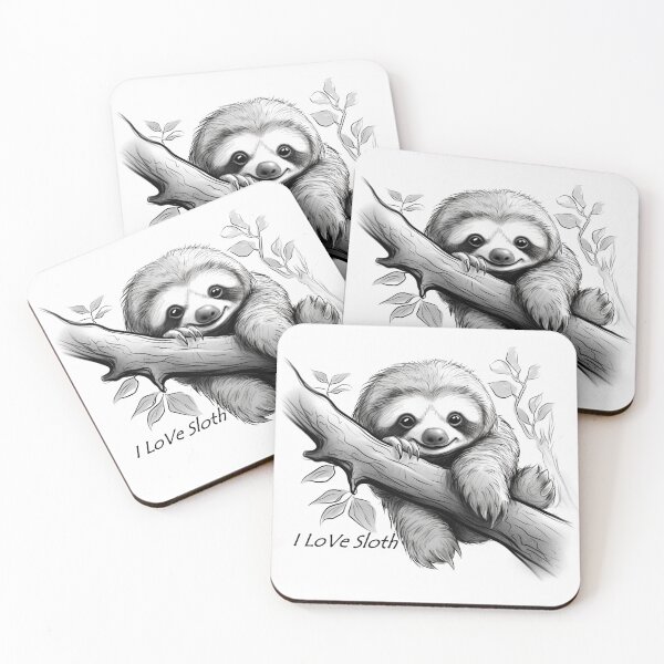Item preview, I Love Sloth Art Black & White designed and sold by redstar19.
