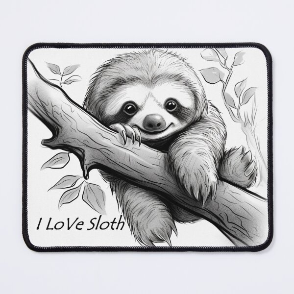 Item preview, I Love Sloth Art Black & White designed and sold by redstar19.