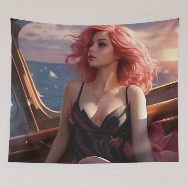Item preview, Serene Voyage: The Pink-Haired Siren of the Sea designed and sold by oanaunciuleanu.