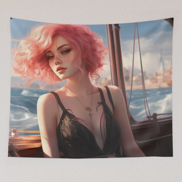 Item preview, Serene Voyage: The Pink-Haired Siren of the Sea designed and sold by oanaunciuleanu.