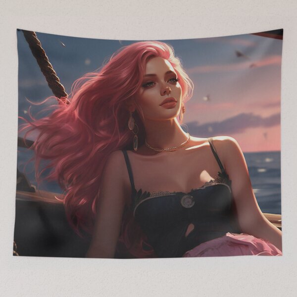 Item preview, Serene Voyage: The Pink-Haired Siren of the Sea designed and sold by oanaunciuleanu.
