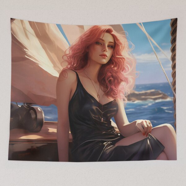 Item preview, Serene Voyage: The Pink-Haired Siren of the Sea designed and sold by oanaunciuleanu.