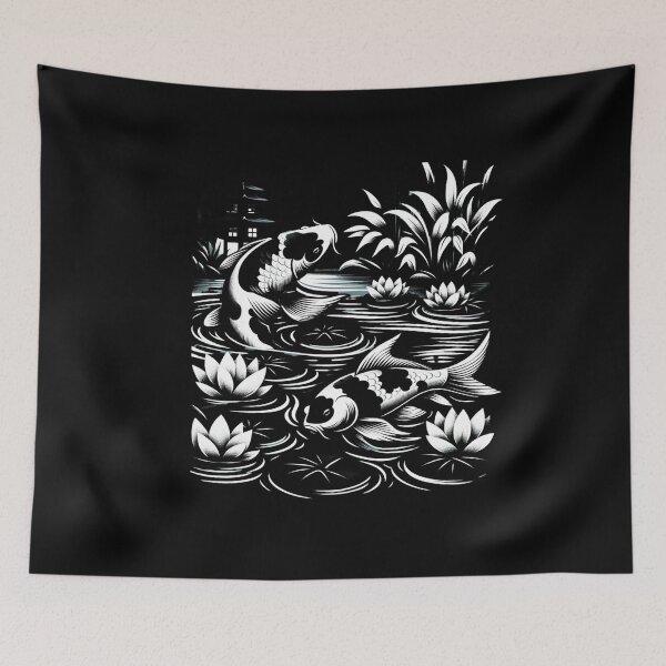 Item preview, Monochrome Koi Serenity designed and sold by ChromaticBlend.