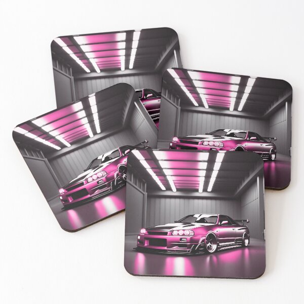 Item preview, Nissan Skyline GTR 34 Pink in Garage Poster Design two designed and sold by Salimgor Hangaround Music.