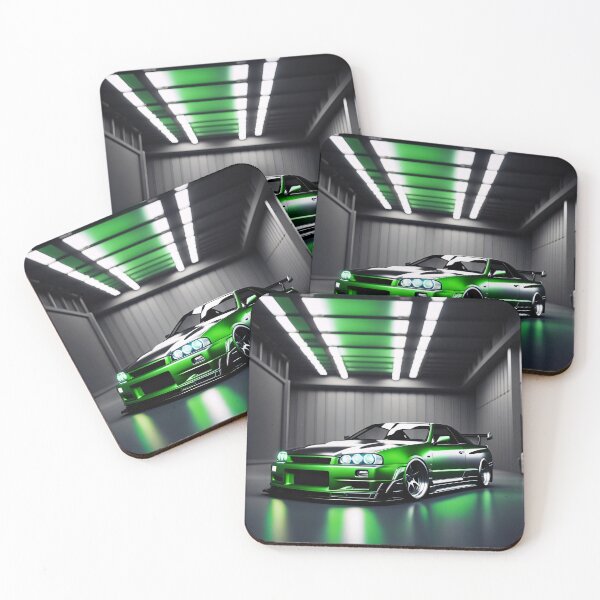 Item preview, Nissan Skyline GTR 34 Green in Garage Poster Design two designed and sold by Salimgor Hangaround Music.