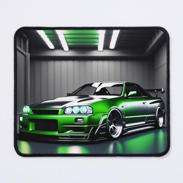 Item preview, Nissan Skyline GTR 34 Green in Garage Poster Design two designed and sold by Salimgor Hangaround Music.