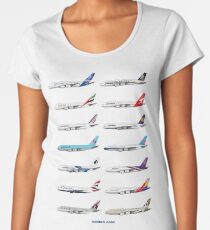 Airbus A380 Operators Illustration - Blue Version Women's Premium T-Shirt