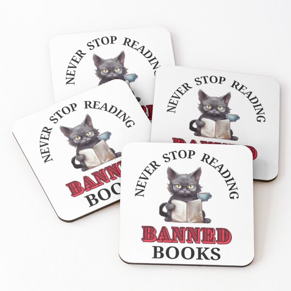Item preview, Never Stop Reading Banned Books Cat And Coffee Design designed and sold by desireedickens.