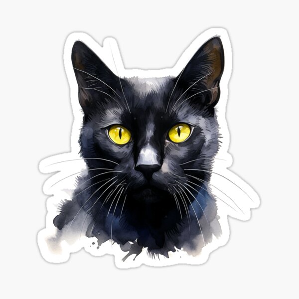 Black Cat with Yellow Eyes Sticker – Reverie Goods & Gifts