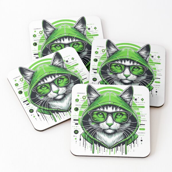 Item preview, Hacker Cat - Funny Animals - Geek Cat Programmer #7 designed and sold by InkCraftHouse.