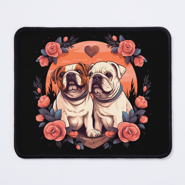 Item preview, Brown American bulldog breed dogs in love cute illustration designed and sold by NBSStore.