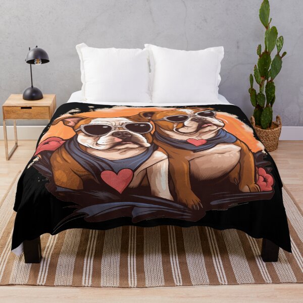 Item preview, Brown American bulldog breed dogs wearing sunglasses illustration designed and sold by NBSStore.