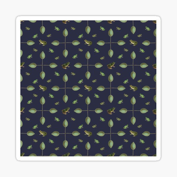 Item preview, Green frogs and mangos on a navy field designed and sold by RealEstateFiend.