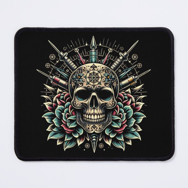 Item preview, Inked Skull with Blooms designed and sold by ChromaticBlend.