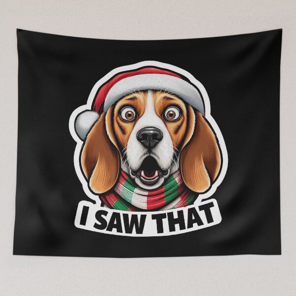 Item preview, I Saw That meme Beagle Dog Happy Holidays Christmas Hat designed and sold by plushism.