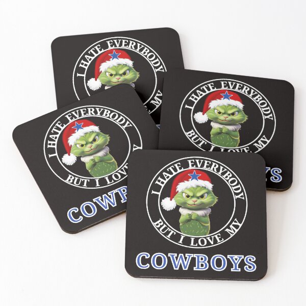 Item preview, I Hate Everybody But I Love My Cowboys Funny Grinchy Cat Design designed and sold by desireedickens.