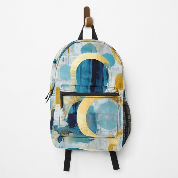 Item preview, Blue Hues, Turquoise and Gold Circles Geometric Pattern designed and sold by Miriam-Feyga Bunimovich.