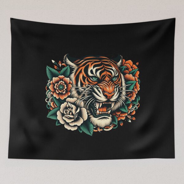Item preview, Tiger's Roar Amidst Floral Majesty designed and sold by ChromaticBlend.