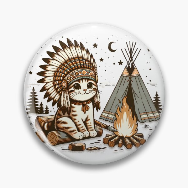 Item preview, Native Cat Chief Camping At Night designed and sold by İlker Berk Ergan.