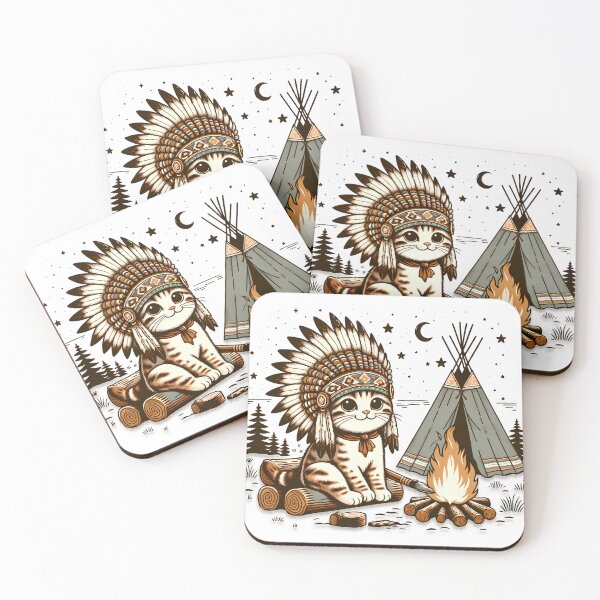 Item preview, Native Cat Chief Camping At Night designed and sold by İlker Berk Ergan.