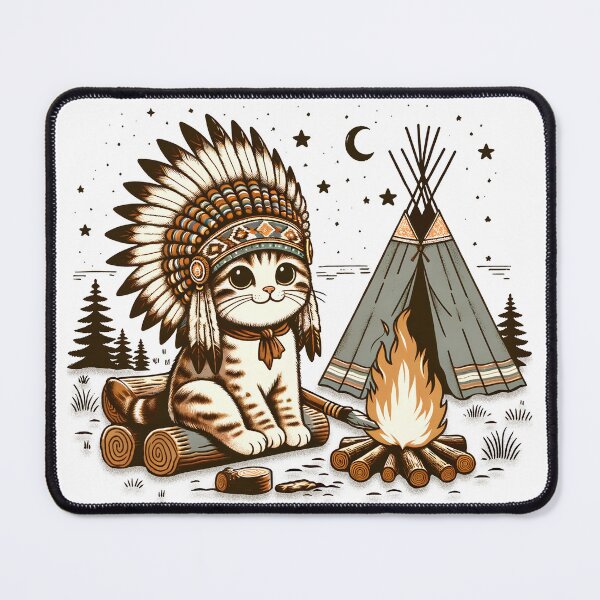 Item preview, Native Cat Chief Camping At Night designed and sold by İlker Berk Ergan.