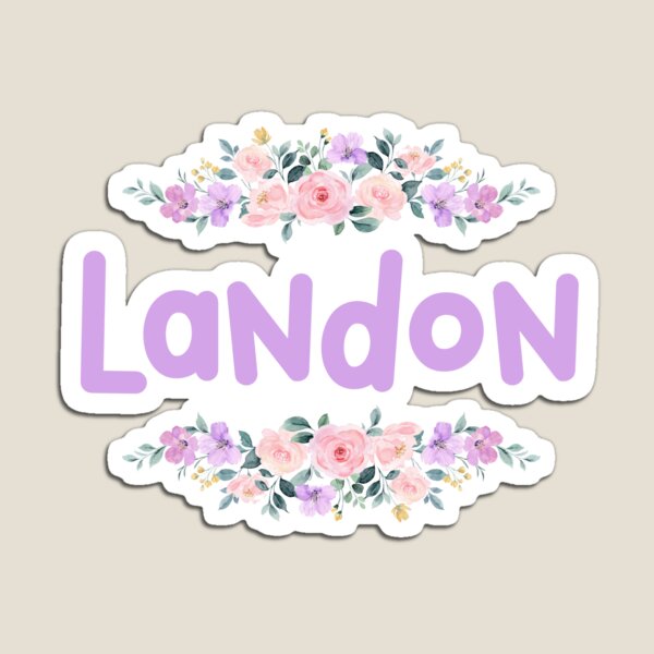 Item preview, Purple Flower Landon Name Label (Black) designed and sold by NormadWorld.