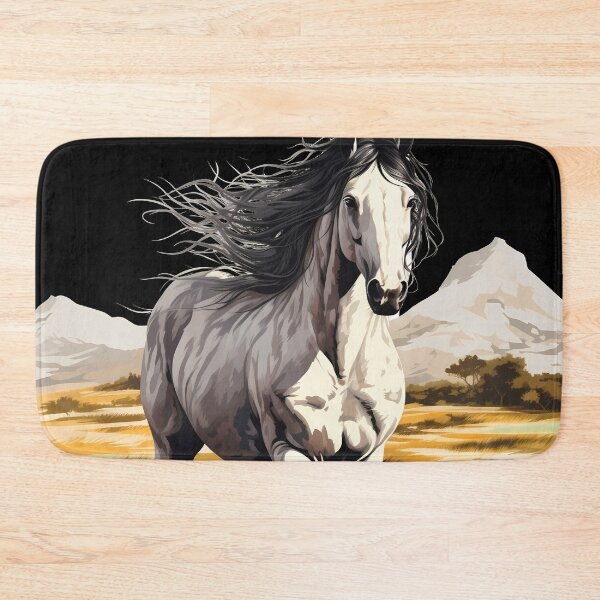 Item preview, Beautiful white arabian horse on a country meadow illustration designed and sold by NBSStore.